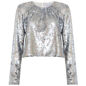 HUNTER BELL SILVER SEQUINS LIBBY TOP - SIZE SMALL - NWT!
